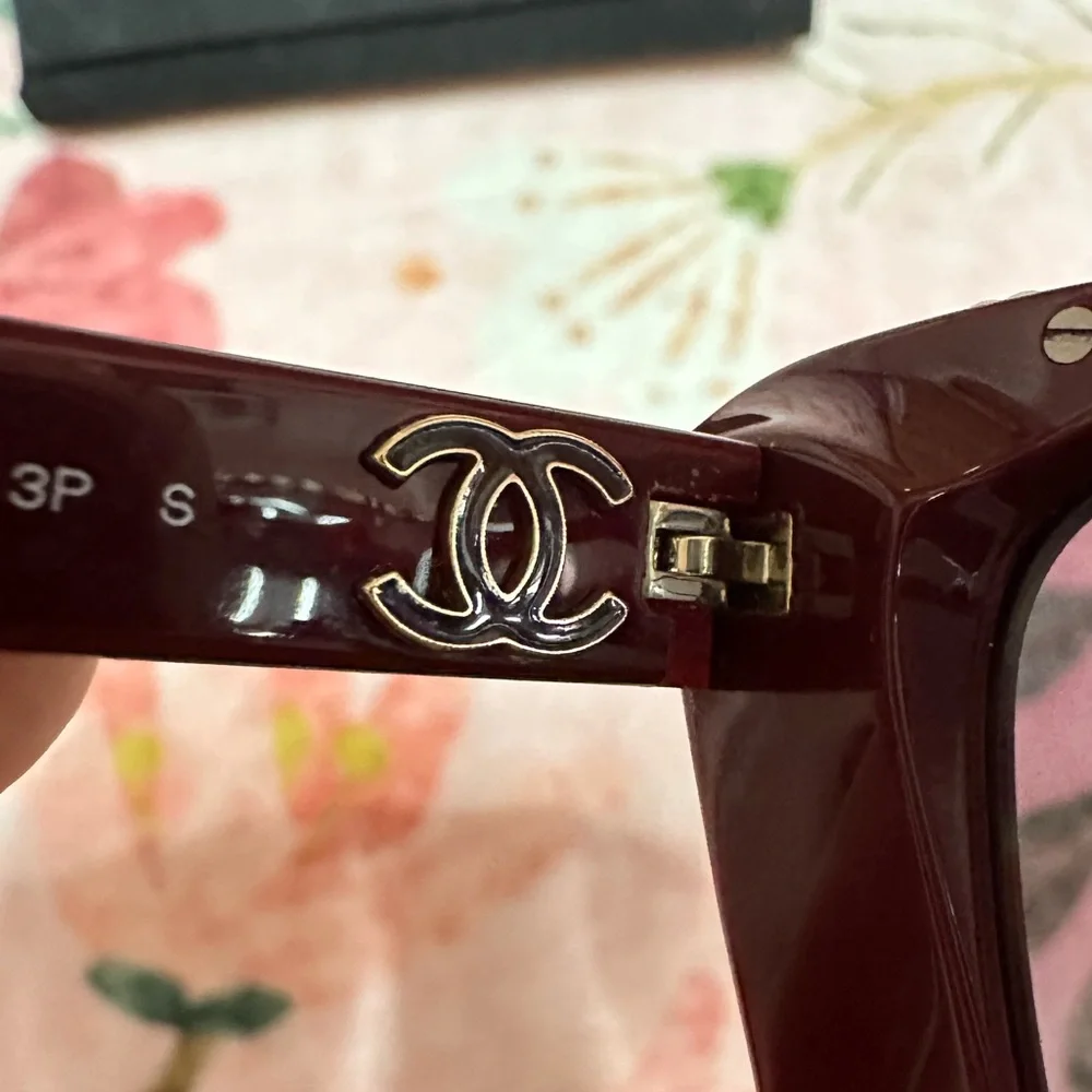 Chanel 5540 Butterly Burgundy Sunglasses with Gold Chain Accent